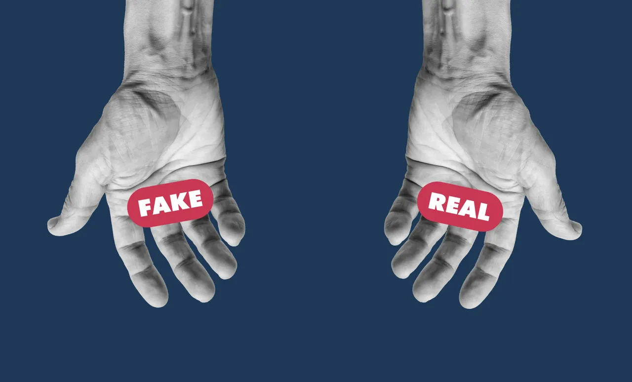Hands holding FAKE and REAL labels — on media literacy in the age of disinformation